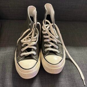 Converse Olive Green and Cream High Tops